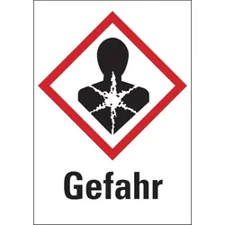 Aufkleber Gefahrstoffetiketten - Gesundheitsgefahr (GHS 08) & Signalwort "Gefahr" - 105 x 148 mm Folie selbstklebend