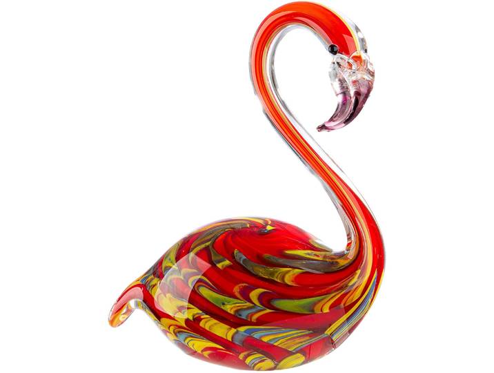 Tierfigur CASABLANCA BY GILDE Figur Vogel Flamingo mehrfarbig H. 17 cm , bunt (mehrfarbig), B:14cm H:17cm T:7,5cm, Glas, Dekofiguren, Tierfigur, Handgearbeitetes Glas, mehrfarbig, Wohnzimmer