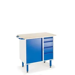 Rollcart Werkbank 07-4371, 4 Schubladen, 1 Stahlschrank, Ladefläche:1000x600mm, Tragkraft: 400kg