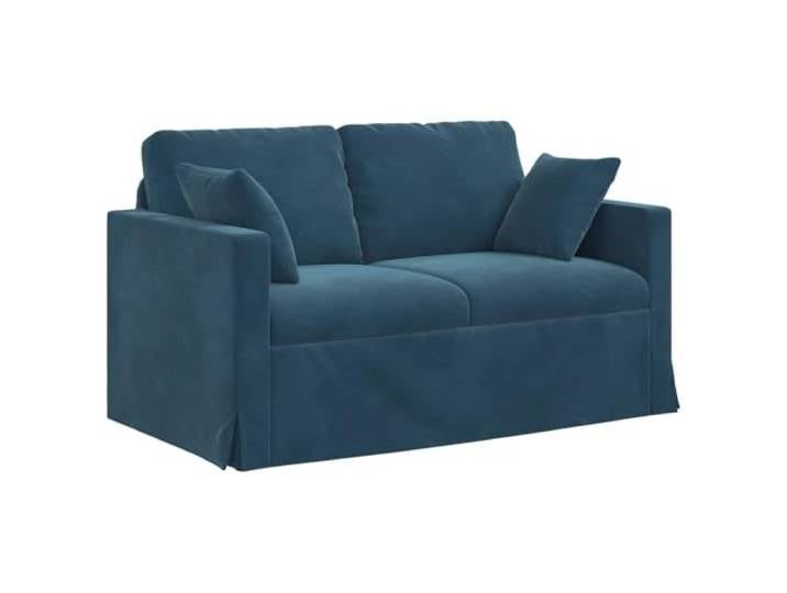 Todiikf Modulares Samtsofa 2 Sitzer Blau 138x78x80 cm Couch Wohnzimmer Zweiteiliges Couch-Design mit weichem Samtbezug, Holzarmlehnen und robustem Metallgestell für Wohnzimmer und Schlafzimmer.