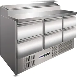 KBS Gastrotechnik Belegstation KBS 366 mit 6 Schubladen und hinterem Kühlaufbau für 8x GN 1/6 Schalen