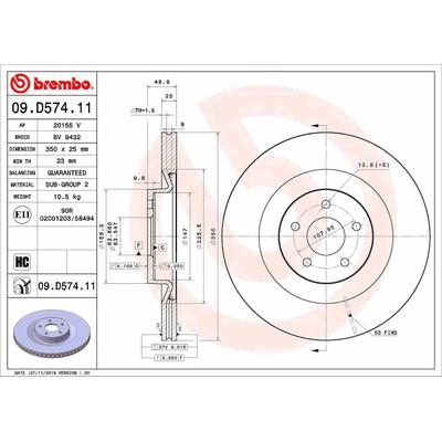 Brembo 1x Bremsscheibe [Hersteller-Nr. 09.D574.11] für Ford