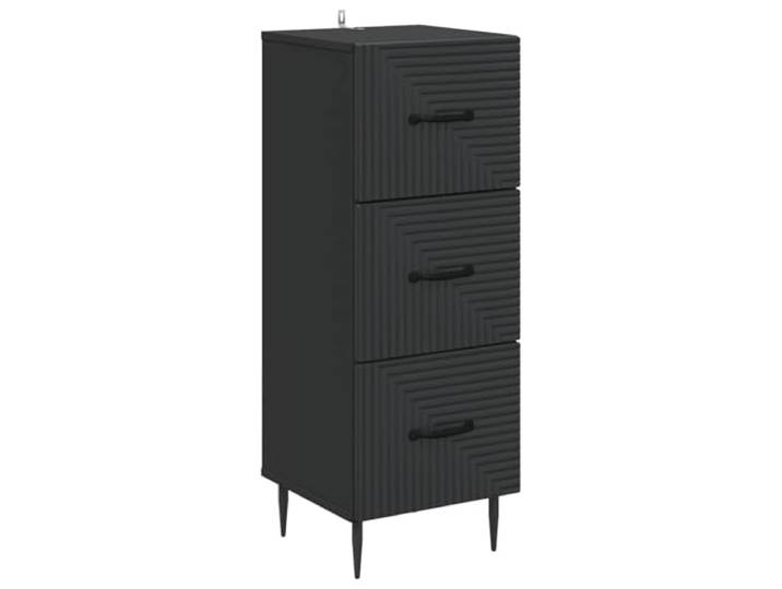 Favemtsl Schubladenschrank Schwarz 33 x 34,5 x 89,5 cm Holzwerkstoff Kompakte Beistellkommode mit 3 Schubladen aus feuchtigkeitsbeständigem Holzwerkstoff für Wohnzimmer, Flur oder Büro.