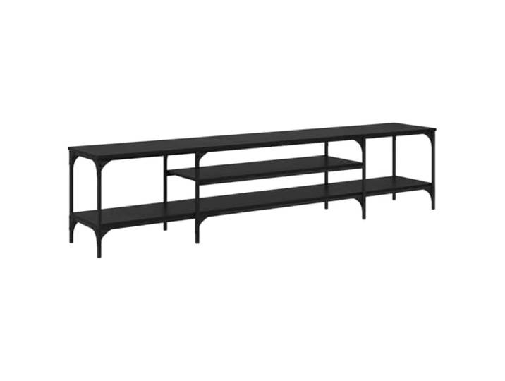 KGFHERENB TV-Schrank 201x35x45 cm Lowboard Eichen-Optik Schwarz Offene Fächer für Multimedia im Wohnzimmer, stabiles Eisengestell mit 60 kg Traglast sorgt für geordneten Stauraum.