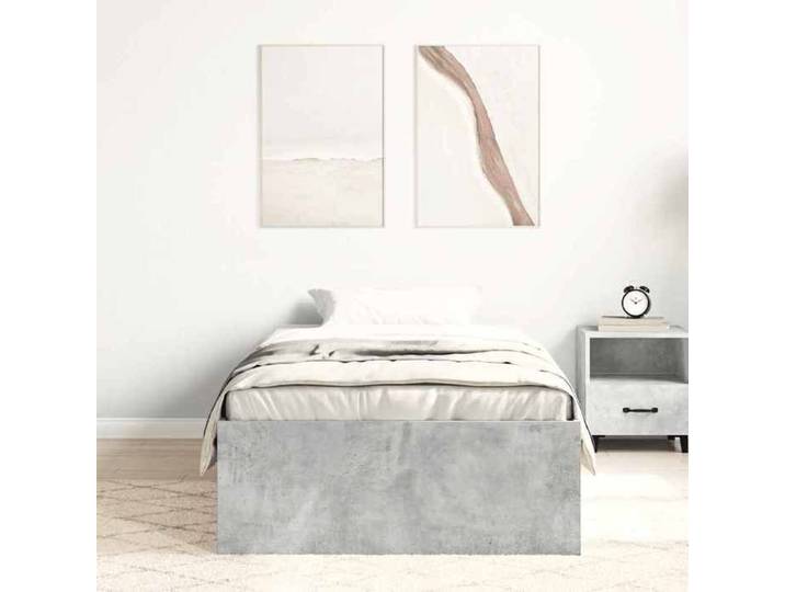 Petit Lit 75x190cm - VIDAXL - Structure de lit moderne - sans matelas - gris béton L3081