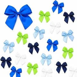 Creativery 20 Satinschleifen 30x25mm Kleine Geschenkschleifen Dekoschleifen Aufnäher Blau Mix