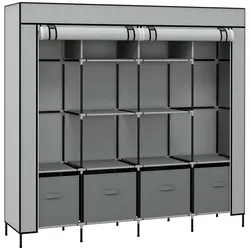 STOFFSCHRANK Kleiderschrank mit Kleiderstange, 10 Fächern, 4 Schubladen
