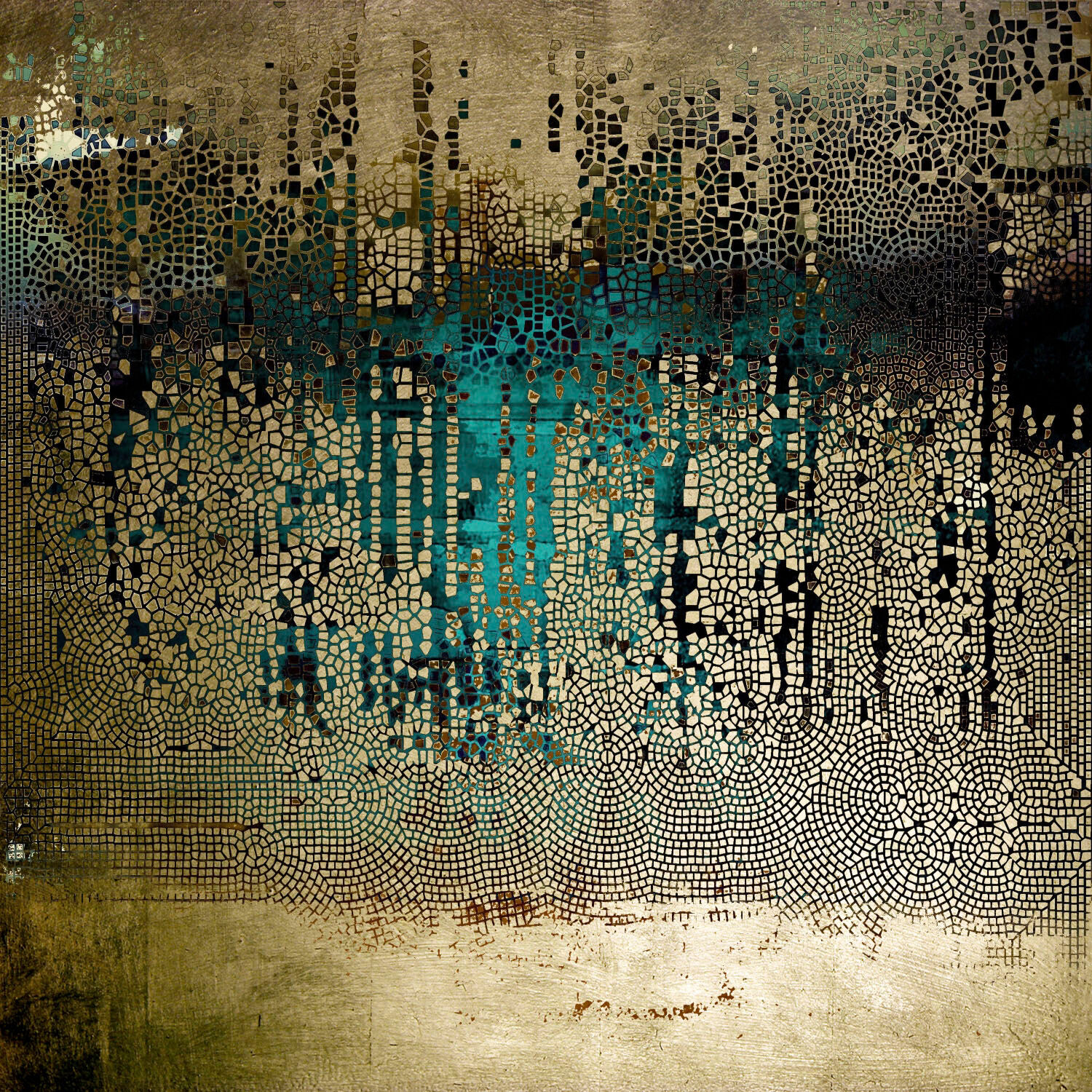 Acrylglasbild QUEENCE "Abstrakte Kunst mit Gold", gold (farbe bild(er): goldfarben), B:100cm H:100cm T:2,4cm, Bilder, Acrylglasbild, Goldveredelung, Handgearbeitet, Gerahmt, Edel