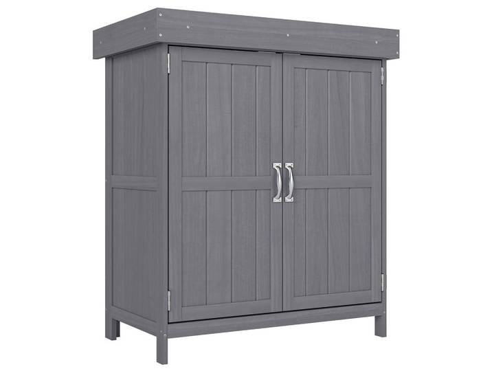 Outsunny Gartenschrank Geräteschuppen, Doppeltür, 2 Fächer, wetterfest, Tannenholz, Dunkelgrau, Grau, Holz, 43x88x74 cm, Gartenzubehör, Geräteschuppen
