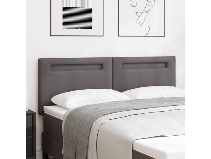 Moderne Tête de lit Chambre/Meuble de tête de lit - au design simple Gris 140 cm en simili cuir @FR(485041)