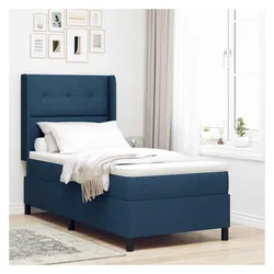 vidaXL, Boxspringbett, Boxspringbett Mit Matratze Stoff Blau (90 x 190 cm)