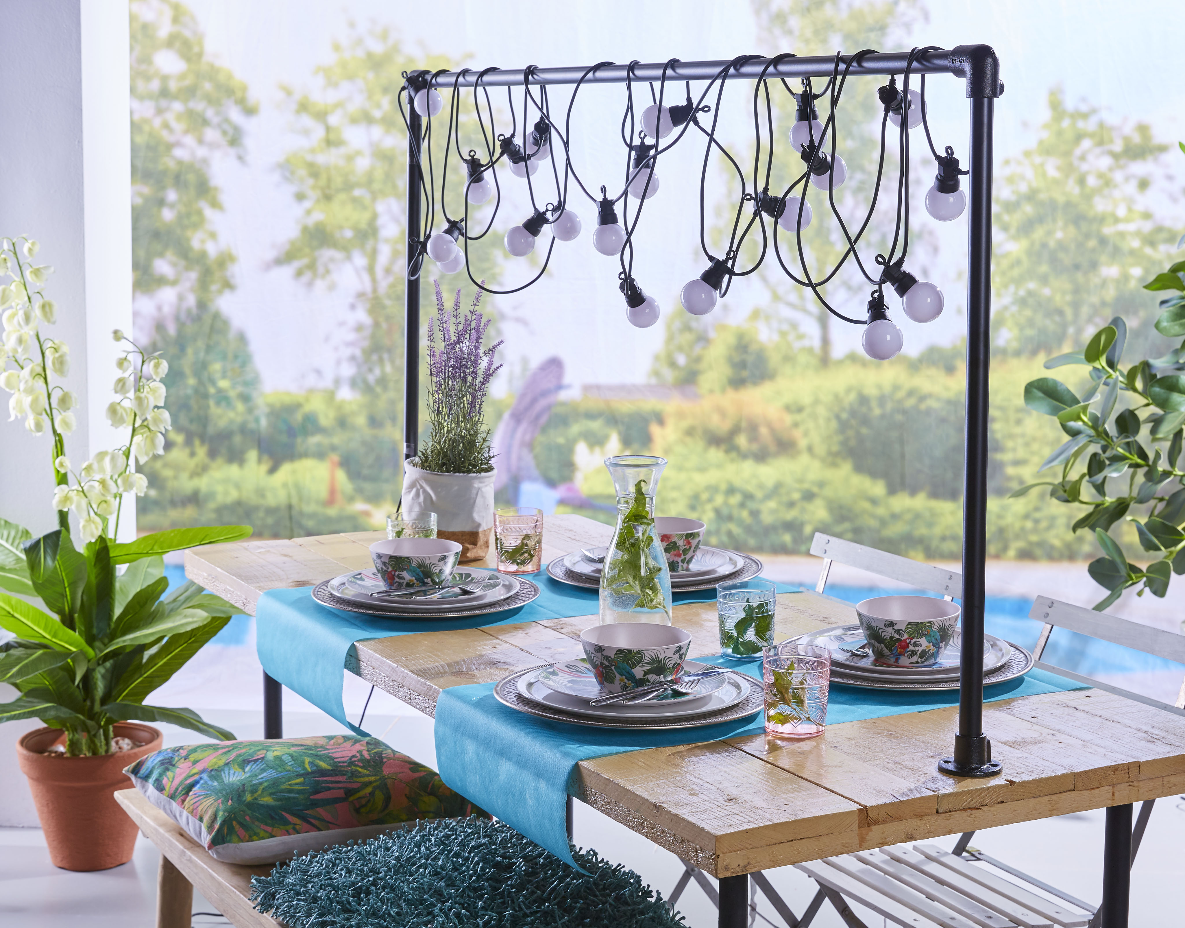 LUXFORM Lichterkette "24V-Lichterkette Honolulu - mit warmweißen LED", schwarz, Gesamtlänge 12m, Lichterketten, Überall aufhängbar, drinnen und draußen, Lichterkette