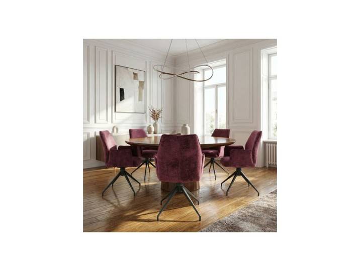 Lot de 2 chaises avec accoudoirs pivotantes tissu bordeaux - FITOUS