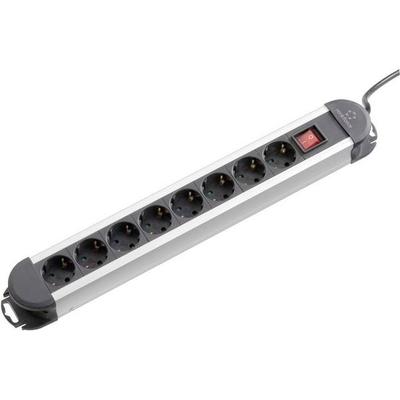 Renkforce 815A-CMB Steckdosenleiste mit Schalter 8fach Schwarz, Silber Schutzkontakt 1St.