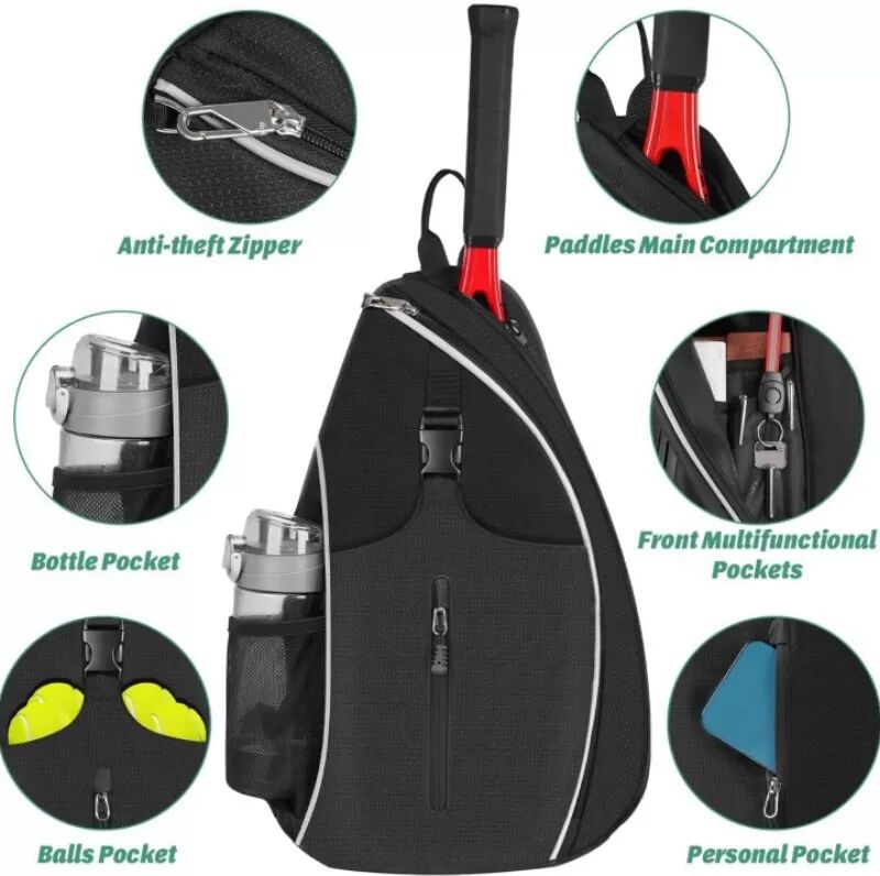 INF Wasserdichte Badminton-Schlägertasche, Umhängetasche für Tennisschläger Schwarz