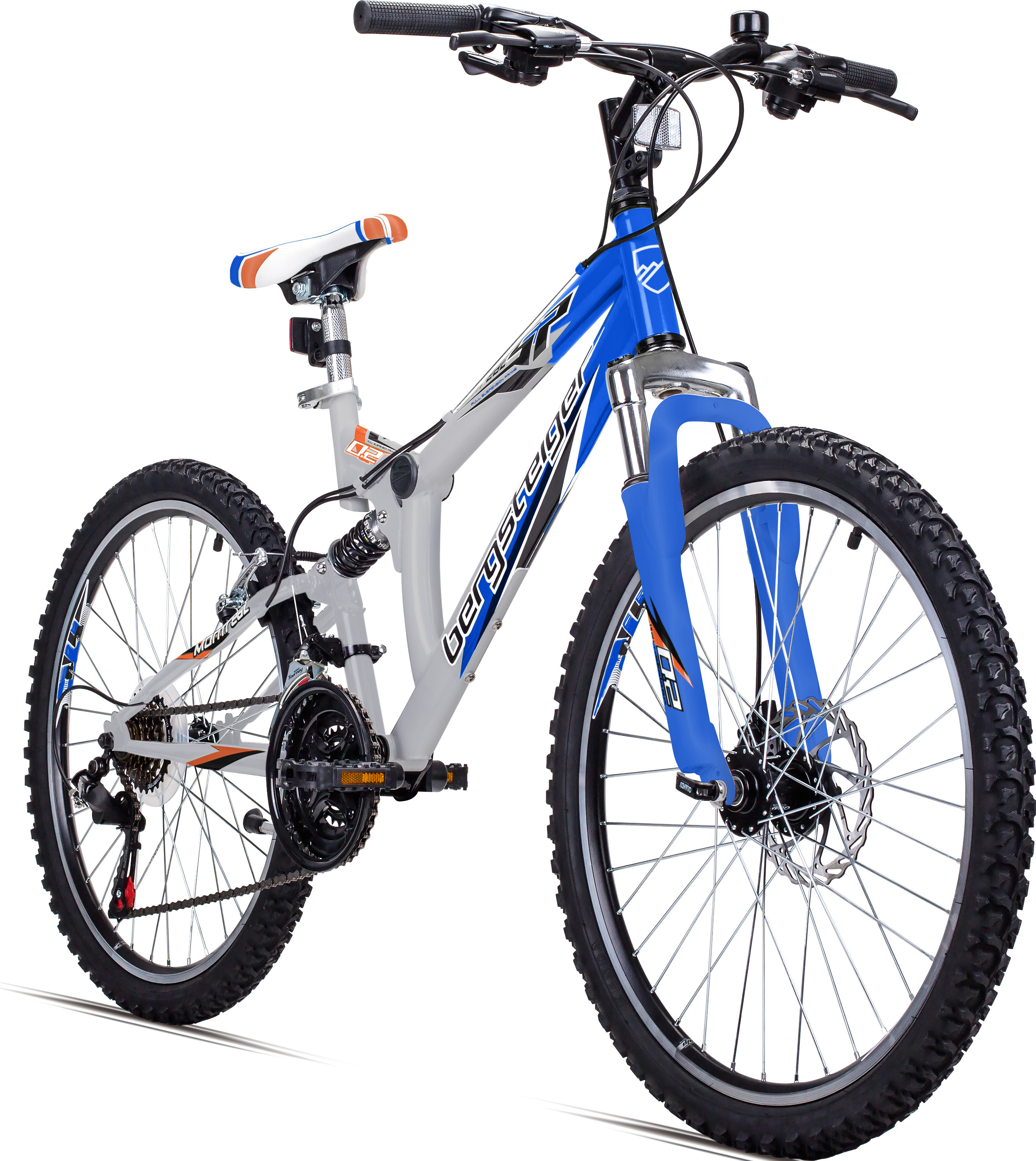 Bergsteiger Montreal 24 Zoll Kinderfahrrad, geeignet für 8, 9, 10, 11 Jahre, Shimano 18 Gang-Schaltung, Mountainbike mit Vollfederung, Jungen-Fahrrad, Mädchen-Fahrrad