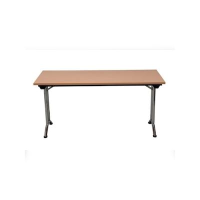PROREGAL Klapptisch Lizard | C-Fuß-Gestell | HxBxT 75x140x70 cm | Chrom-Buche