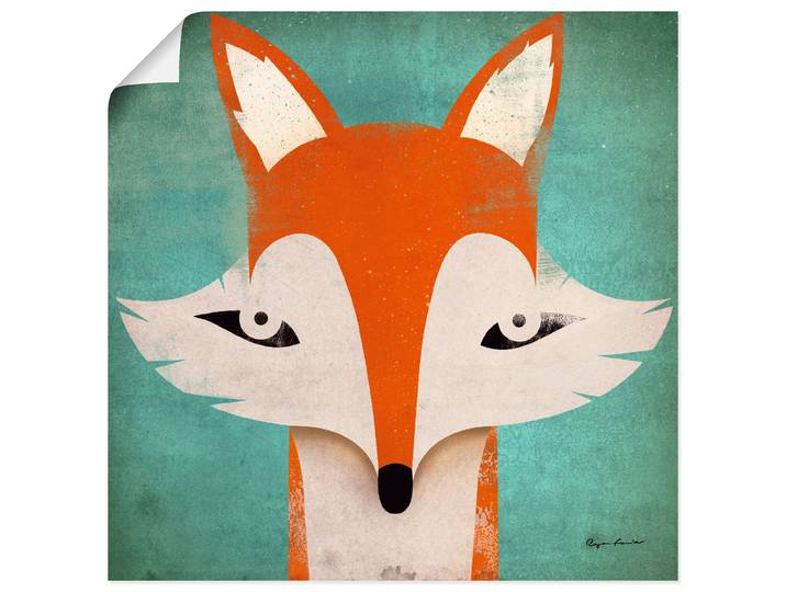 Poster ARTLAND Fuchs , orange (farbe bild(er): orange), B:40cm H:40cm, Bilder, Poster, ohne Rahmen