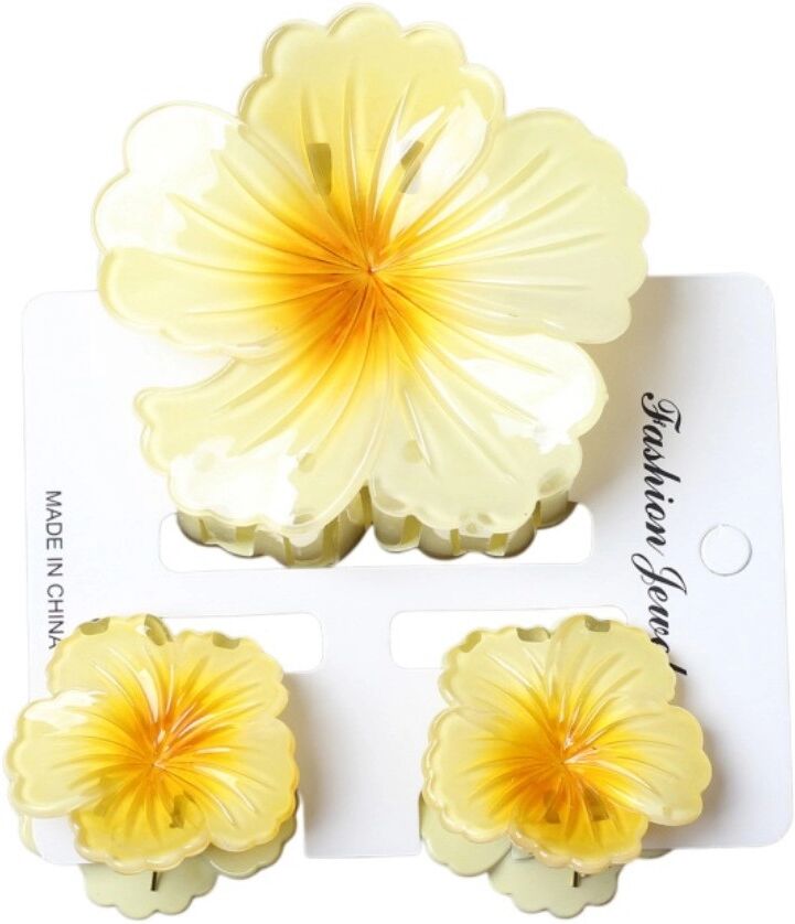INF Spiral-Blumen Haarclip 3er-Pack - ABS rutschfeste Haarklammern für sicheren Halt im Alltag Gelb