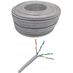 Netrack Kabel skrętka sieciowy LAN cat 6 UTP, szary,, CCA (UTP, CAT6, 100 m), Netzwerkkabel