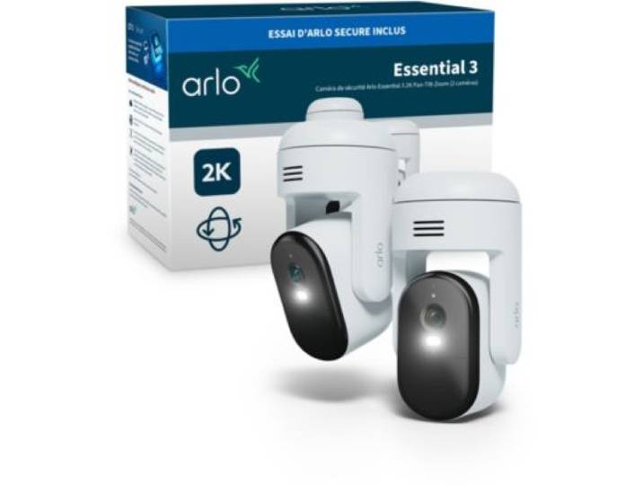 Arlo - Caméra De Surveillance 2 Caméras Extérieures Essential3 2k Ptz