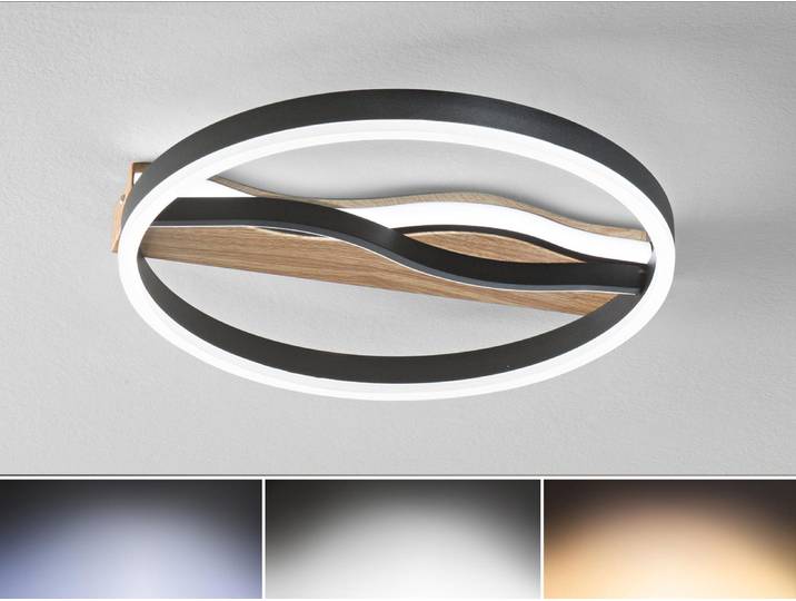 Moderne LED Deckenleuchte & Wandleuchte Schwarz, Lichtfarbe einstellbar Ø 40cm