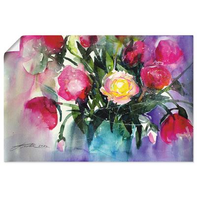 Poster ARTLAND "Pfingstrosen in Vase", rot (farbe bild(er): rot), B:30cm H:20cm, Bilder, Poster, ohne Rahmen