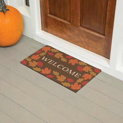 Evergreen Orange and Brown 18 in. x 30 in. PVC Harvest Welcome Door Mat