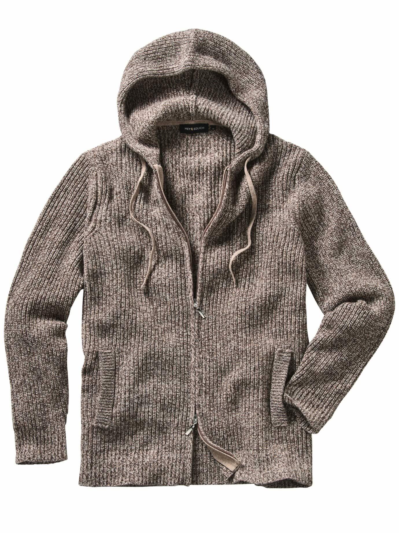 Mey & Edlich Herren Italienischer Kapuzencardigan Braun 80 % Wolle, 20 % Polyamid