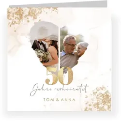 Goldene Hochzeit Karten in Weiß im Design "Herzliches Jubiläum" - Musterkarte