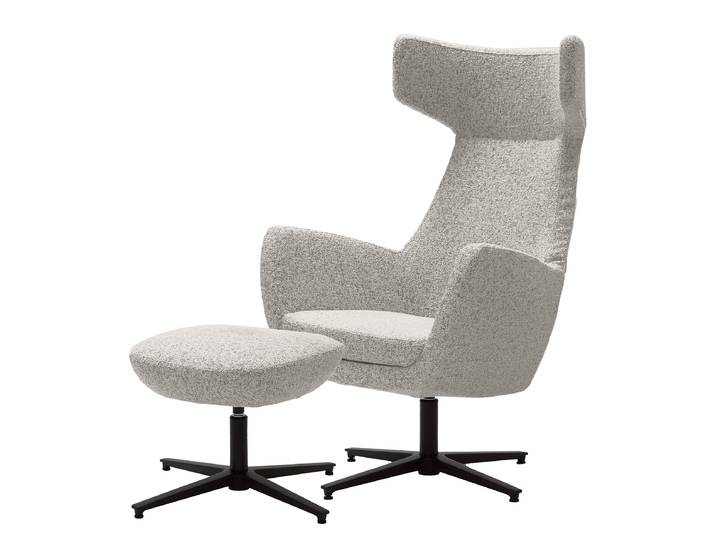 Fauteuil lounge LUZO Blanc/Beige Tissu structuré Purna 76 x 117 x 74cm