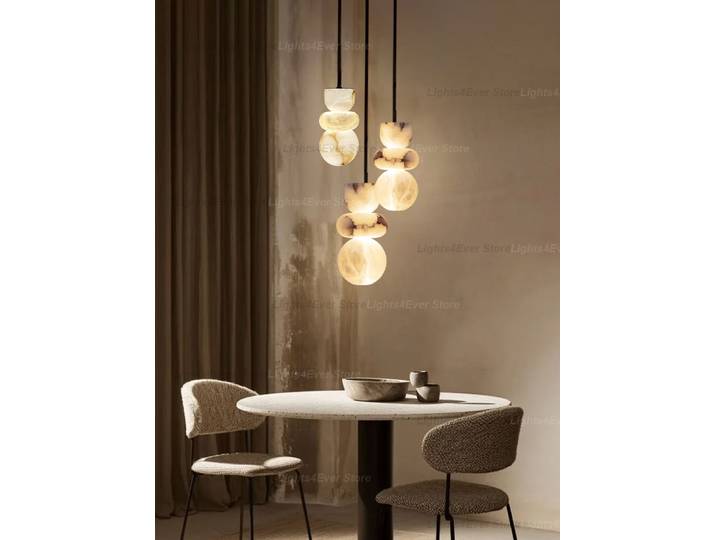 Lustre suspendu moderne et contemporain en alabastre LED, luminaire en marbre blanc, lampe de luxe pour table de salle à manger