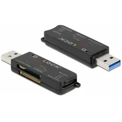 Delock SuperSpeed USB Card Reader für SD / Micro SD / MS Speicherkarten (USB-C 3.2 Gen 1), Speicherkartenlesegerät, Schwarz