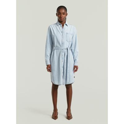 Bodykleid G-STAR "Shirt Dress Belt", Damen, Gr. M, Normalgrößen, blau (sun faded blau mist), Obermaterial: 100% Baumwolle, Kleider