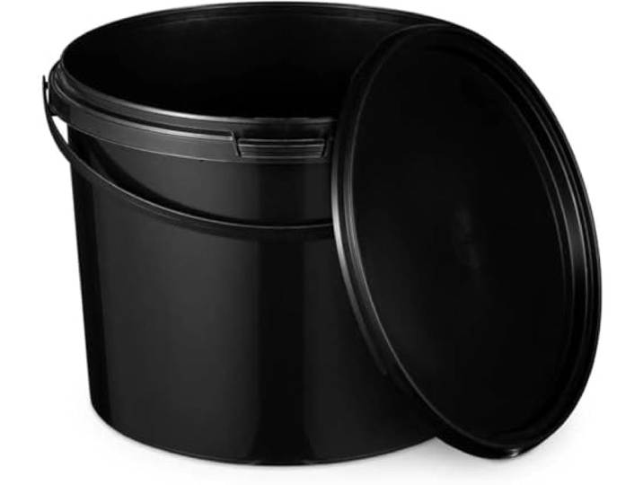 BenBow Eimer mit Deckel 5l Schwarz 100x 5 Liter - lebensmittelecht, stabil, luftdicht, auslaufsicher, geruchsneutral - Aufbewahrungsbehälter aus Kunststof - leer