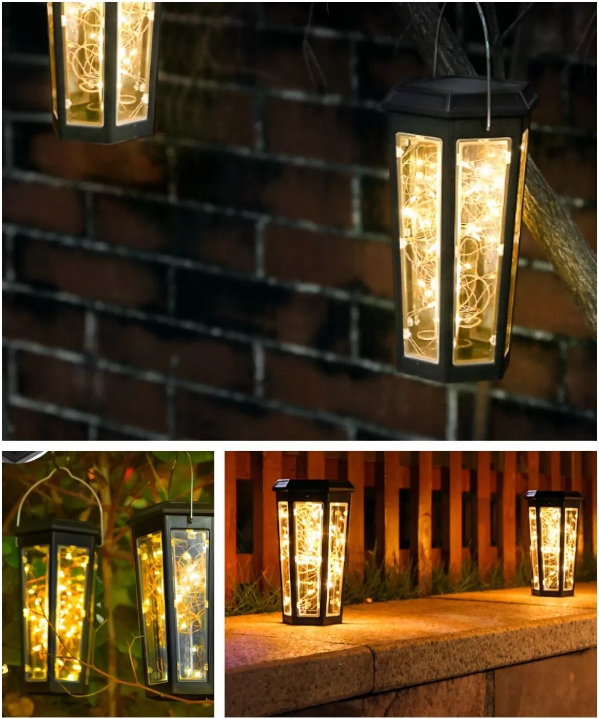 INF Guirlande Lumineuse Solaire Hexagonale (Fixe + Clignotant) pour Jardin Extérieur