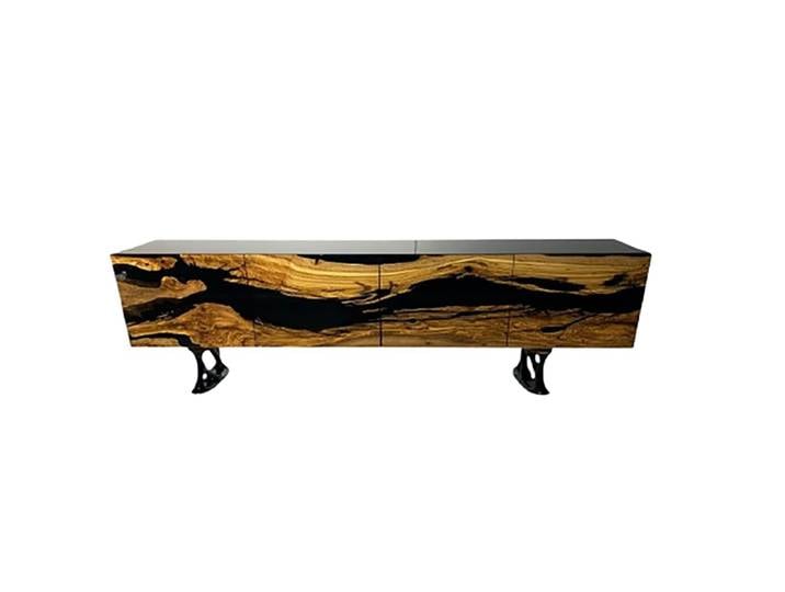 Xlmoebel Sideboard Braunes Holz-Sideboard mit Epoxidharz-Oberfläche und Stauraum (Sideboard, 1 St., Sideboard), Hergestellt in Europa