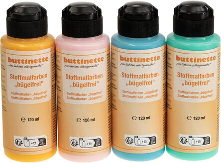 buttinette Stoffmalfarben bügelfrei "Trend", 4x 120 ml