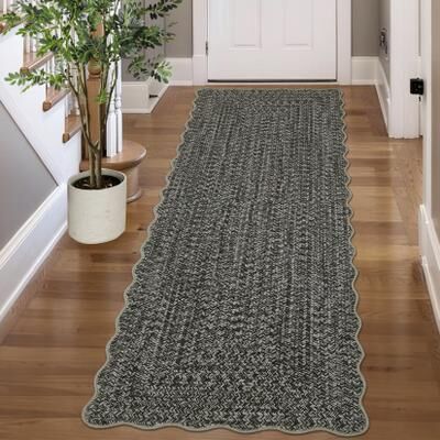 "Garvee Modern 2'X6'Area Rug,Scalloped Border Braided Print Low Pile Rug - 2'3"" x 12' Runner"