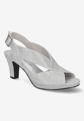 Women's Christy Sandals by Easy Street in Silver Glitter (Size 7 1/2 M)