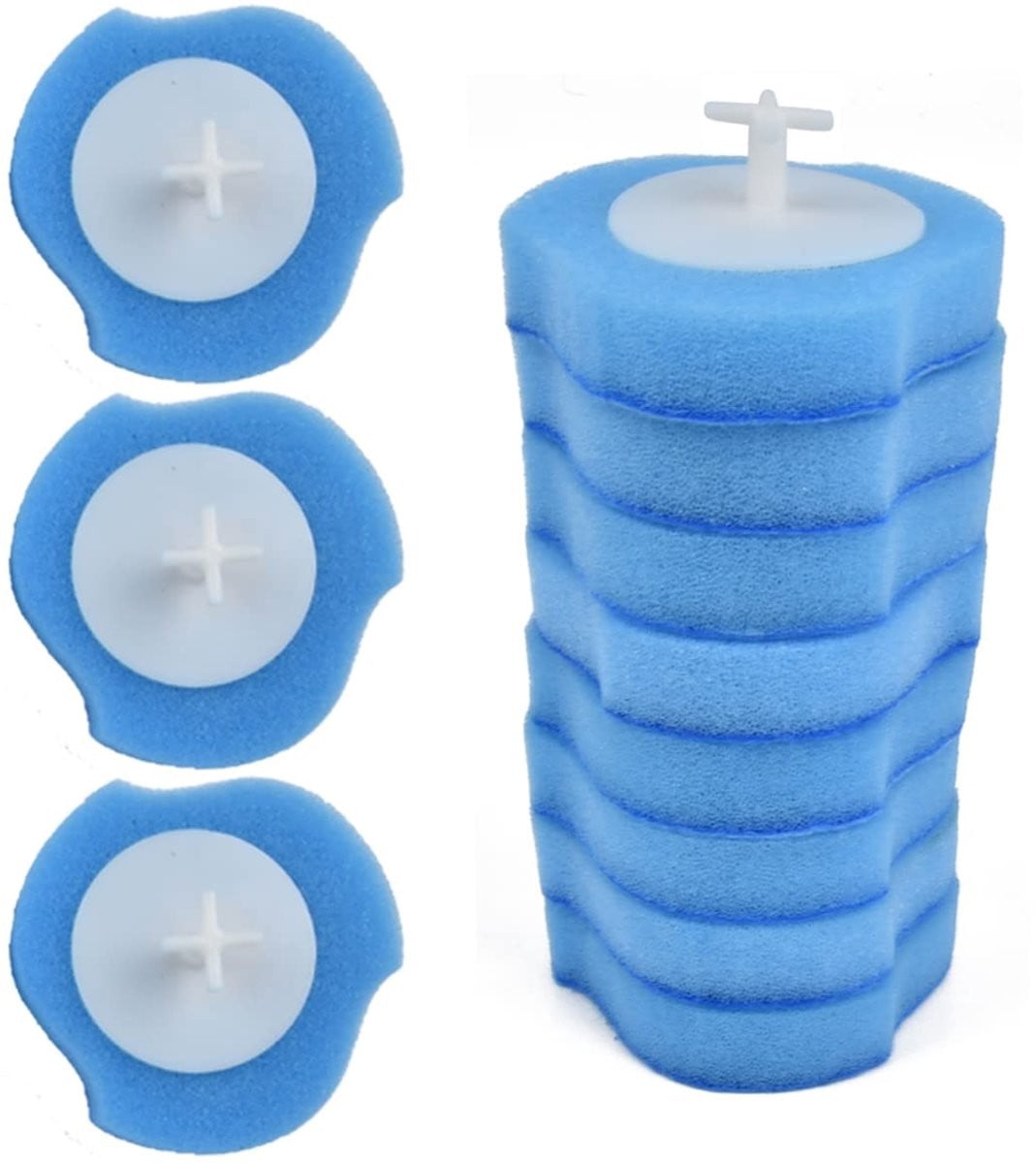 Omgoods Wegwerp Toiletborstel met 24 Vervangbare Sponsen - Wit/Blauw