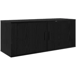 Helloshop26 - Moderne rechteckige Wand-TV-Möbel praktische Aufbewahrung 100 x 34,5 x 40 cm Holzwerkstoff schwarze Eiche