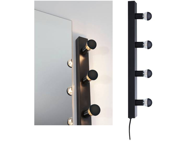 PAULMANN Spiegelleuchte Spiegelleuchte E14 230V max. 4x40W dimmbar , schwarz, 4, H: 7,5cm, 1 Stk., Leuchten, Spiegelleuchte