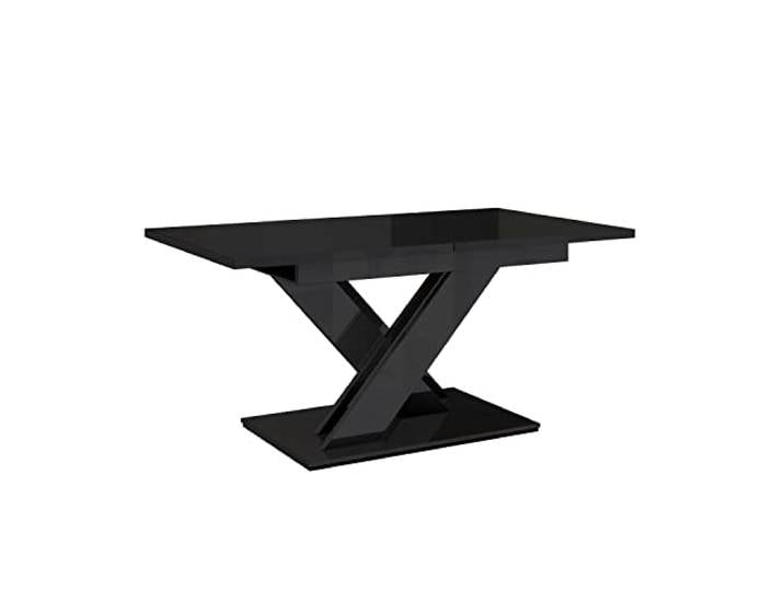 MEBLINI Esstisch Ausziehbar - Esszimmertisch Modern - Küchentisch - Säulentisch - Ausziehtisch - Dining Table - Esszimmertische - 140-180x80x75cm - Bronx - Schwarz Hochglanz