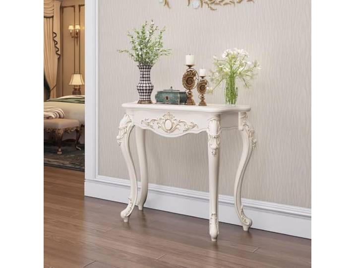 Konsolentisch Schmal Flurtisch Robust Beistelltisch Wandtisch für Flur Sofatisch hinter Sofa, Dichte Faserplatte, Moderner Flurmöbel für Wohnzimmer, platzsparend(White+Gold,L70cm/27.6in)