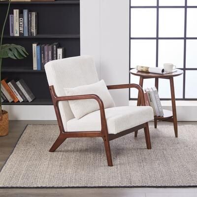 Mid-Century Modern Accent Chair, Arm Chair Living Room Chairs with Pillow