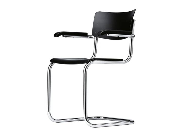 Thonet - S 43 F Stuhl, Chrom / Buche schwarz gebeizt (TP 29)
