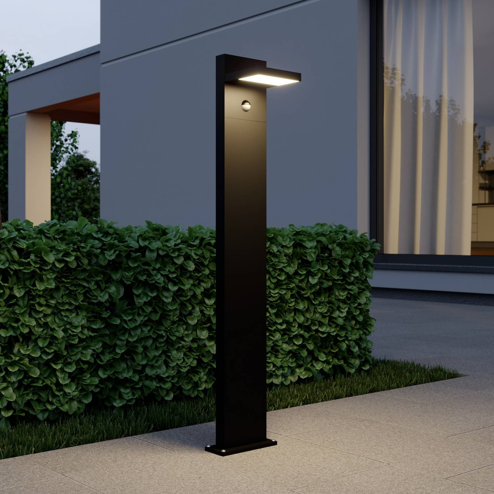 Lucande Silvan LED tuinpadverlichting met bewegingssensor, zwart of grijs, aluminium, modern