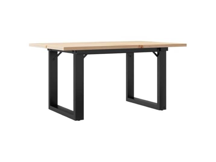 GPUTYGHN Couchtisch O-Gestell 80x50x40cm Massivholz Kiefer und Stahl Wohnzimmertisch, Sofatisch, Kaffeetisch, Holz Metall, rustikale Aststellen, stabile Platte