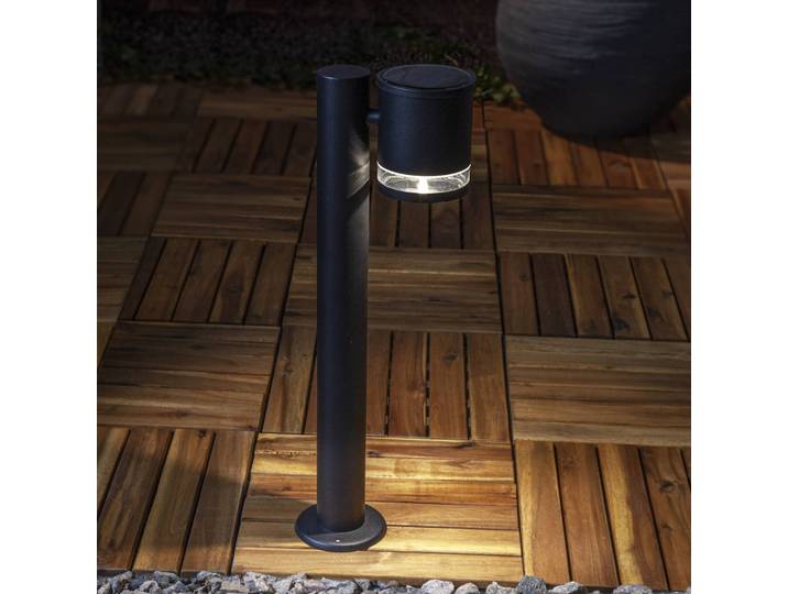 STAR TRADING LED-Solar-Sockelleuchte Vienna, schwarz, Metall, Höhe 50 cm Vienna, schwarz, Edelstahl, Modern, Solarleuchte